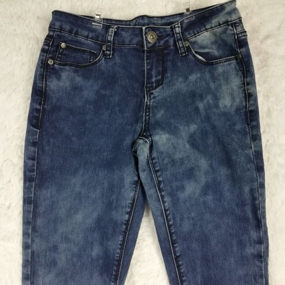 Revolution By Revolt Womens Jeans Skinny Blue Denim Acid Wash Low Rise Juniors 7 - Picture 3 of 12